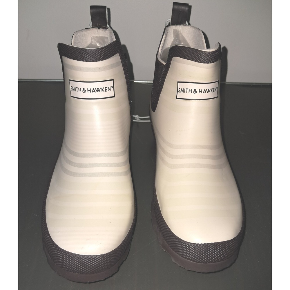 Rain Boots, Smith & Hawkins, Ivory &‎ Black, Size 8